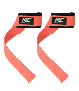 MuscleCloth Padded Lifting Straps Pembe