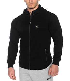 MuscleCloth Pro Kapüşonlu Fermuarlı Sweatshirt Siyah