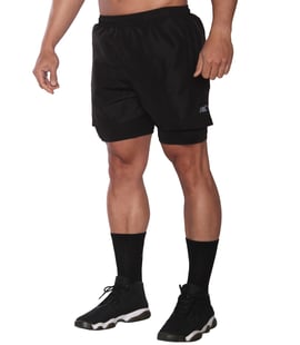 MuscleCloth Training 2 in 1 Erkek Taytlı Şort Siyah