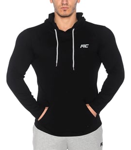 MuscleCloth Training Kapüşonlu Uzun Kollu T-Shirt Siyah