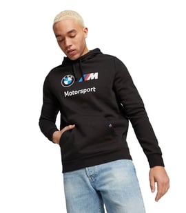 Puma Bmw Mms Essentials Fleece Kapüşonlu Sweatshirt Siyah