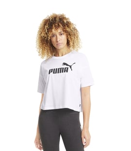 Puma Essentials Logo Cropped Kadın Kısa Kollu T-Shirt Beyaz