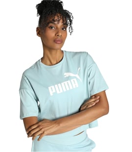 Puma Essentials Logo Cropped Kadın Kısa Kollu T-Shirt Turkuaz