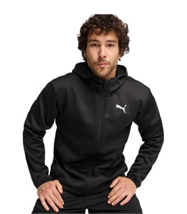 Puma Train All Day PWRFleece Fermuarlı Kapüşonlu Sweatshirt Siyah Beyaz