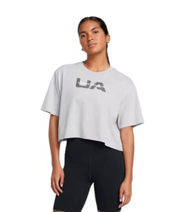 Under Armour Boxy Crop Branded Kadın Kısa Kollu T-Shirt Gri