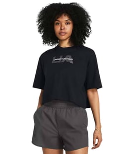 Under Armour Boxy Crop Branded Kadın Kısa Kollu T-Shirt Siyah