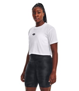 Under Armour Branded Logo Kadın Crop Kısa Kollu T-Shirt Beyaz