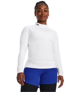 Under Armour ColdGear Authentics Mockneck Kadın T-Shirt Beyaz Siyah