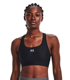 Under Armour HeatGear Armour Mid Padless Sporcu Sütyeni Siyah Beyaz