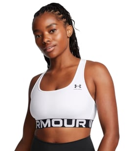 Under Armour HeatGear Mid Branded Sporcu Sütyeni Beyaz