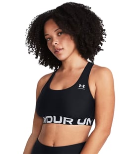 Under Armour HeatGear Mid Branded Sporcu Sütyeni Siyah
