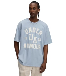 Under Armour Heavyweight Varsity Oversize Kısa Kollu T-Shirt Mavi