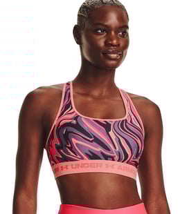 Under Armour Mid Çapraz Sırtlı Printed Sporcu Sütyeni Pembe