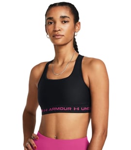 Under Armour Mid Çapraz Sırtlı Sporcu Sütyeni Siyah Pembe