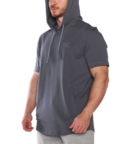 MuscleCloth MC-X Kapüşonlu Kısa Kollu Sweatshirt Füme