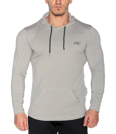 MuscleCloth Training Kapüşonlu Uzun Kollu T-Shirt Gri