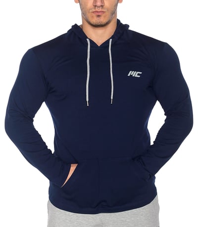 MuscleCloth Training Kapüşonlu Uzun Kollu T-Shirt İndigo Mavi