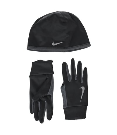 Nike Run Termal Bere Ve Eldiven Seti Siyah