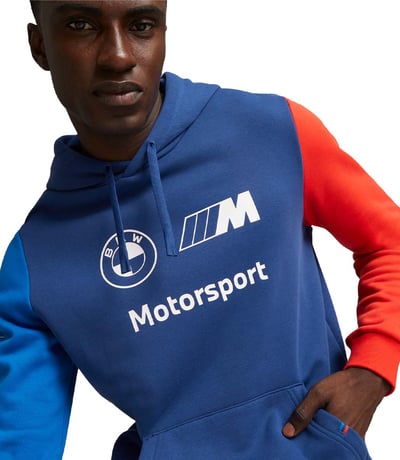 Puma Bmw Mms Essentials Fleece Kapüşonlu Sweatshirt Mavi