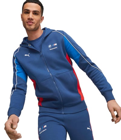Puma Bmw Mms Hdd Fermuarlı Kapüşonlu Sweatshirt Mavi