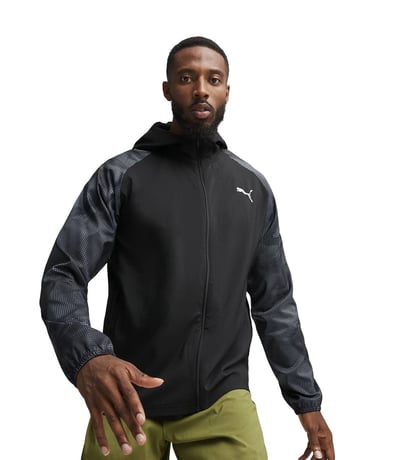 Puma Run Favourite Fermuarlı Kapüşonlu Sweatshirt Siyah