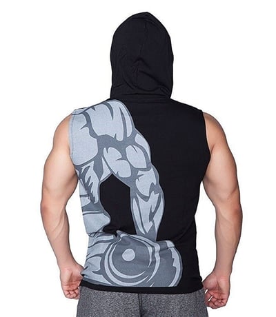 Supplementler Dumbell Arm Kapüşonlu Kolsuz T-Shirt Siyah