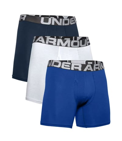 Under Armour Charged Cotton 3'lü Paket Boxer Mavi Lacivert Gri
