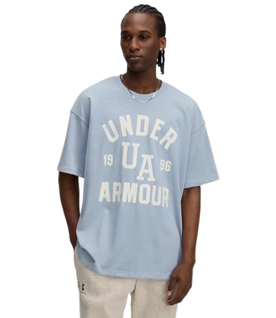 Under Armour Heavyweight Varsity Oversize Kısa Kollu T-Shirt Mavi