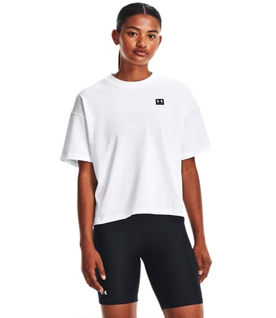 Under Armour LC Oversized Heavyweight Kadın Kısa Kollu T-Shirt Beyaz