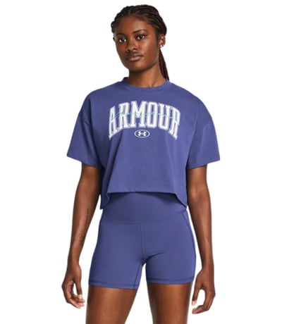 Under Armour Scripted Kadın Kısa Kollu Crop T-Shirt Mor